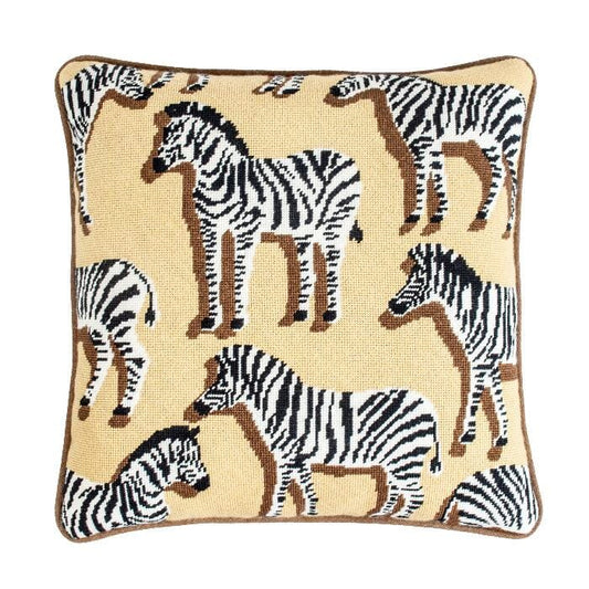 Zebra Pillow Kit - Tan Printed Canvas Needlepoint To Go 