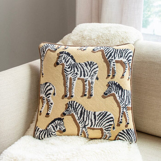 Zebra Pillow Kit - Tan Printed Canvas Needlepoint To Go 