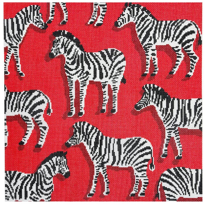 Zebra Pillow Red Printed Canvas Needlepoint To Go 