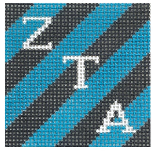 Zeta Tau Alpha 2" Stripe Square Painted Canvas Kangaroo Paw Designs 
