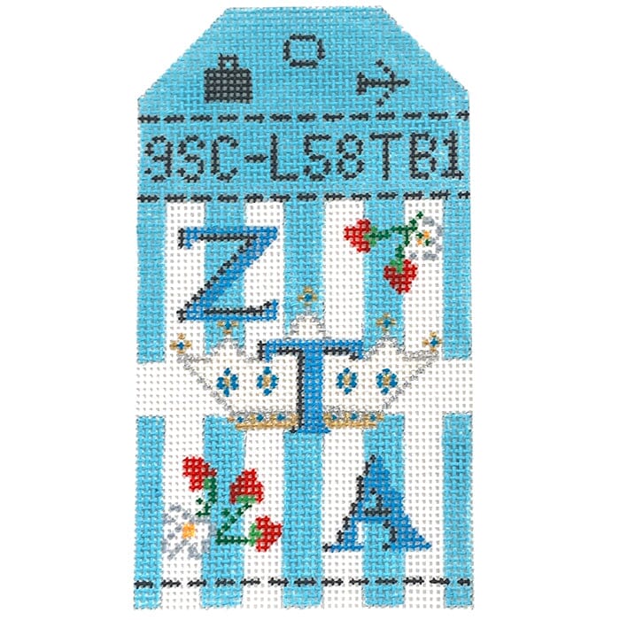 Zeta Tau Alpha Collegiate Retro Travel Tag Painted Canvas Kangaroo Paw Designs 
