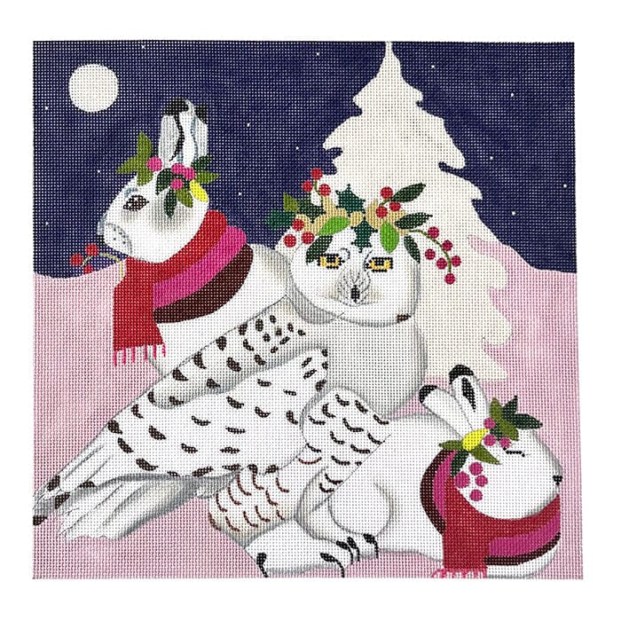 10x10 Arctic Owl and Hares Painted Canvas Melissa Prince Designs 