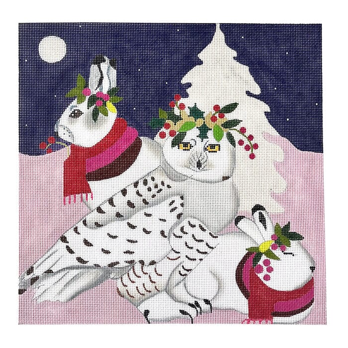 10x10 Arctic Owl and Hares Painted Canvas Melissa Prince Designs  - 1