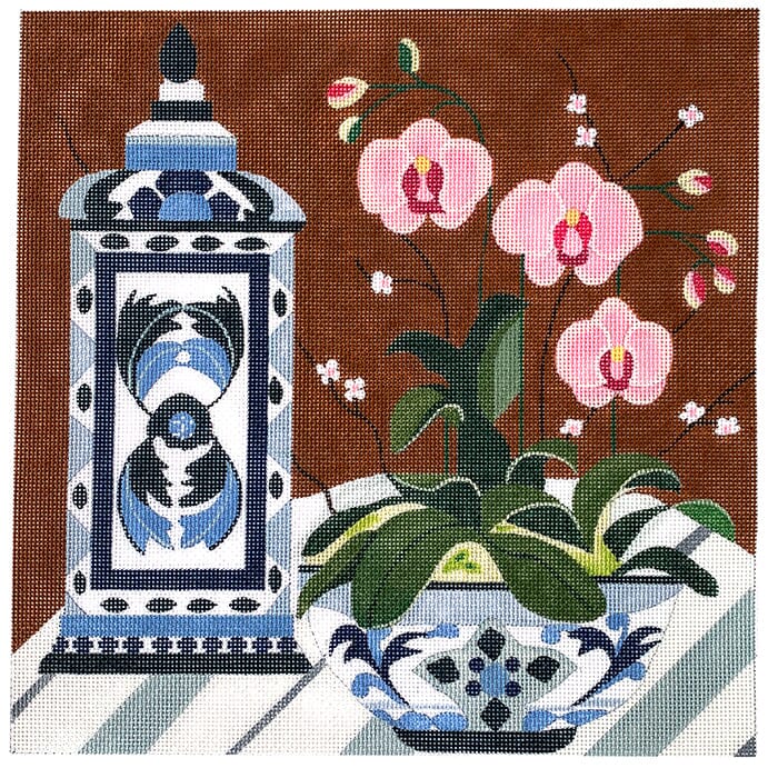 10x10 Blue and White Porcelain #2 Painted Canvas Melissa Prince Designs  - 1