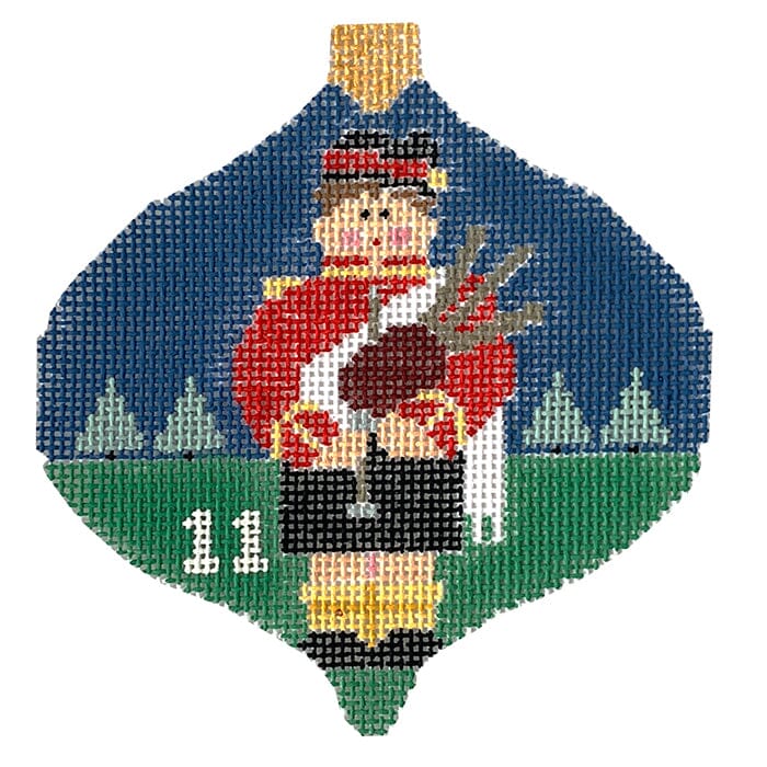 11 Pipers Piping Bauble w/Stitch Guide   12 Days of Christmas Painted Canvas Kathy Schenkel Designs  - 1