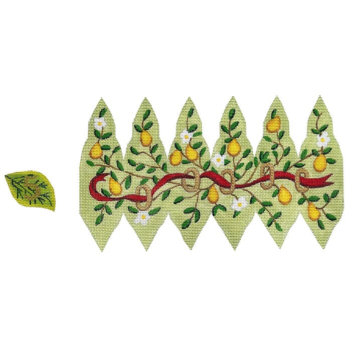 12 Days 3D Pear   5 Golden Rings Painted Canvas Kate Dickerson Needlepoint Collections 
