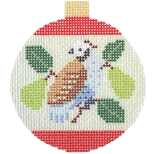 12 Days Baubles - 1 Partridge in a Pear Tree Printed Canvas Needlepoint To Go 