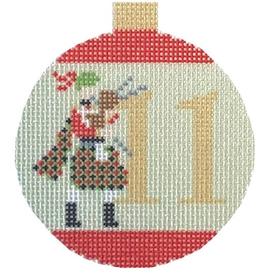 12 Days Baubles - 11 Pipers Piping Printed Canvas Needlepoint To Go 