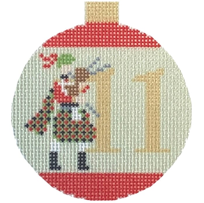 12 Days Baubles   11 Pipers Piping Printed Canvas Needlepoint To Go 
