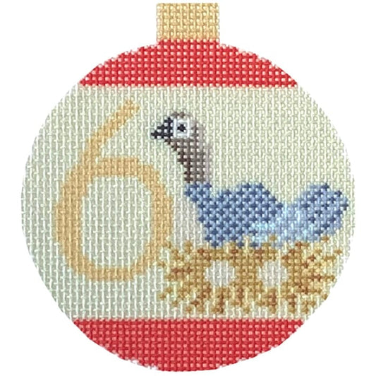 12 Days Baubles - 6 Geese A Laying Printed Canvas Needlepoint To Go 