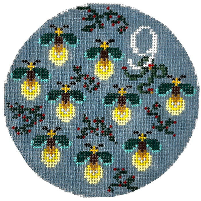 12 Days of Southern Christmas - Nine Fireflies Glowing Painted Canvas Wipstitch Needleworks 