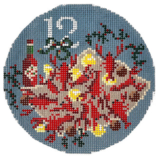 12 Days of Southern Christmas   Twelve Crawdads Crawling Painted Canvas Wipstitch Needleworks 
