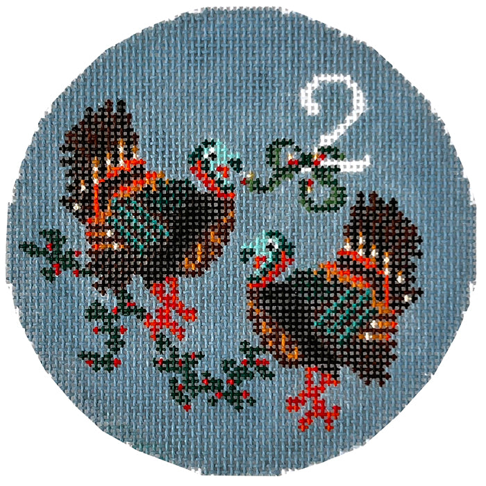 12 Days of Southern Christmas - Two Wild Turkeys Painted Canvas Wipstitch Needleworks 