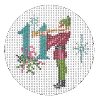 12 Days Round   11 Pipers Piping Painted Canvas Alice Peterson Company 
