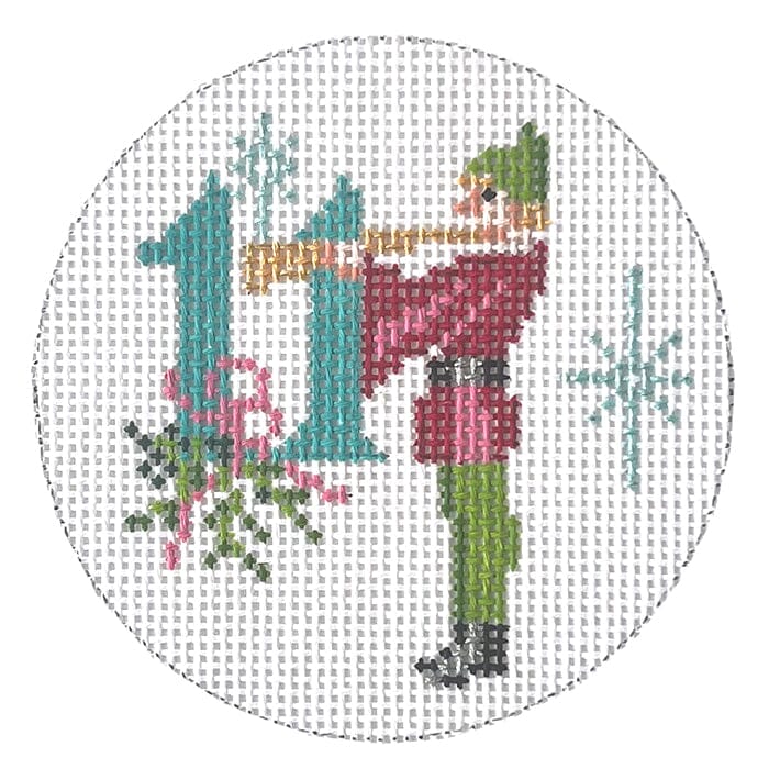 12 Days Round   11 Pipers Piping Painted Canvas Alice Peterson Company 
