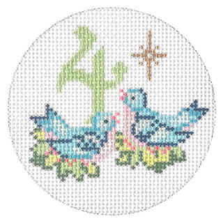 12 Days Round   4 Calling Birds Painted Canvas Alice Peterson Company 
