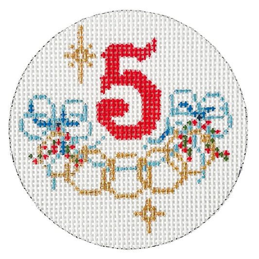 12 Days Round - 5 Golden Rings Painted Canvas Alice Peterson Company 