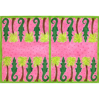 Lily Inspired Backgammon Board   Alligators Needlepoint Canvas by Kate Dickerson Needlepoint Collections
