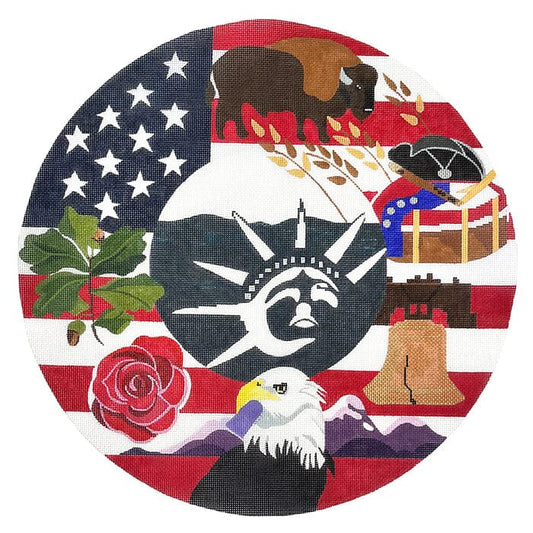 14 inch America the Beautiful Wreath Painted Canvas Melissa Prince Designs 