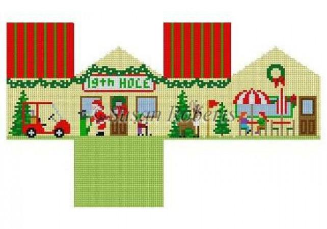 19th Hole   Mini House on 18 Painted Canvas Susan Roberts Needlepoint Designs Inc. 

