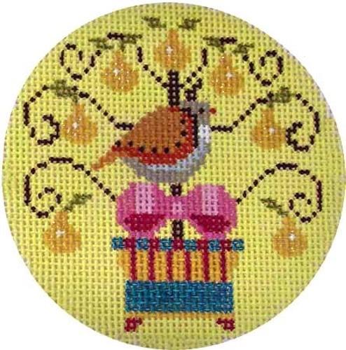 1st Day of Christmas Round on 18 Painted Canvas Shelly Tribbey  - 1