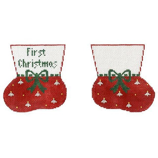 1st Xmas Red Baby Booties Painted Canvas Kathy Schenkel Designs 
