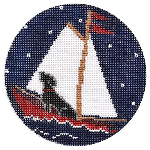 2 North Star - Black Lab Ornament Painted Canvas CBK Needlepoint Collections 