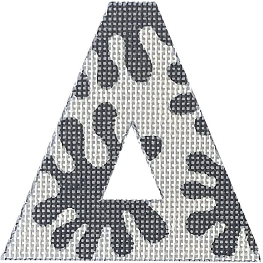 4" Greek Letter - Delta - Black Flowers Painted Canvas Colors of Praise 