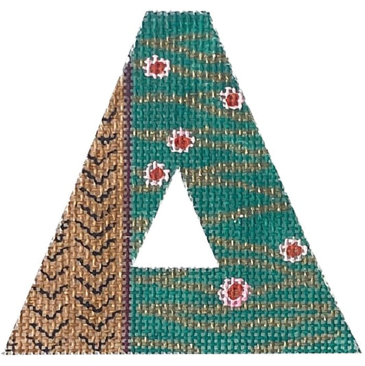 4" Greek Letter - Delta - Green and Gold Painted Canvas Colors of Praise 