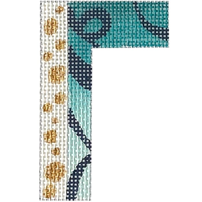 4" Greek Letter - Gamma - Aqua and Gold Painted Canvas Colors of Praise 