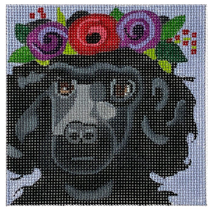 4 inch Black Poodle Painted Canvas Melissa Prince Designs  - 1