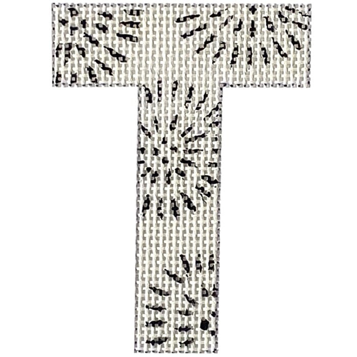 4" Letter T - Black and White Painted Canvas Colors of Praise 