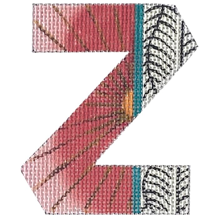 4" Letter Z   Pink, Black and White Painted Canvas Colors of Praise  - 1