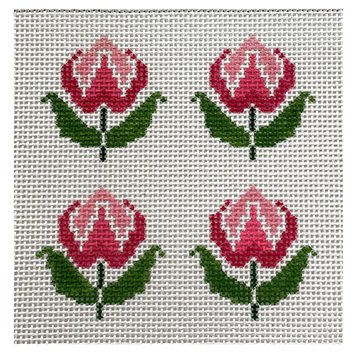 4 Roses in Pink Painted Canvas Patricia Sone  - 1