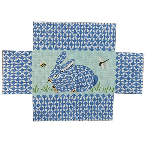 Blue Fishnet Bunny Brick Needlepoint Canvas by Kate Dickerson Needlepoint Collections