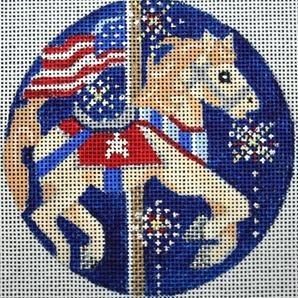 4th of July Carousel Horse Painted Canvas Melissa Prince Designs  - 1