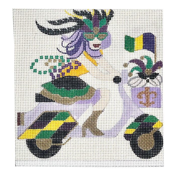 5x5 Mardi Gras Vespa Painted Canvas Melissa Prince Designs  - 1