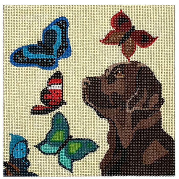 6 inch Lab and Butterflies Painted Canvas Melissa Prince Designs  - 1