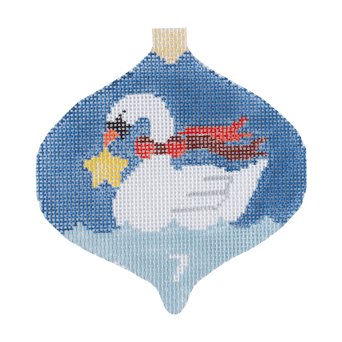7 Swans Swimming Bauble with Stitch Guide   12 Days of Christmas Painted Canvas Kathy Schenkel Designs 
