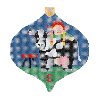 8 Maids Milking Bauble with Stitch Guide   12 Days of Christmas Painted Canvas Kathy Schenkel Designs 
