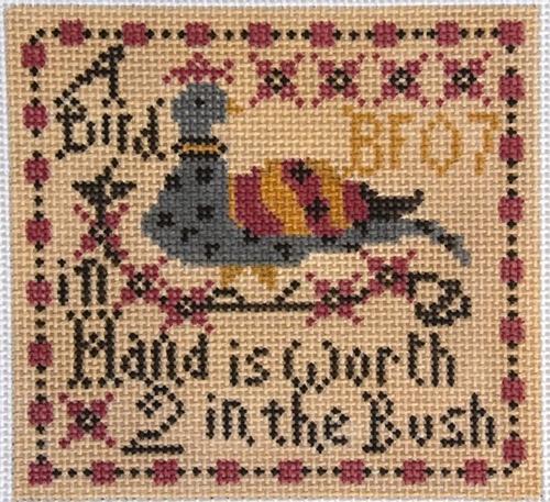 A Bird in the Hand Needlepoint Kit Painted Canvas Birds of a Feather  - 1