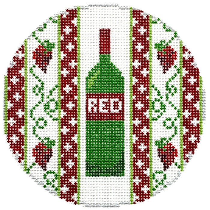 A Bottle of Red Wine Round Painted Canvas Ann Kaye Studio  - 1