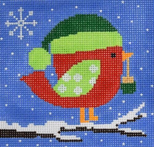 A Present from Red Bird Painted Canvas CBK Needlepoint Collections  - 1