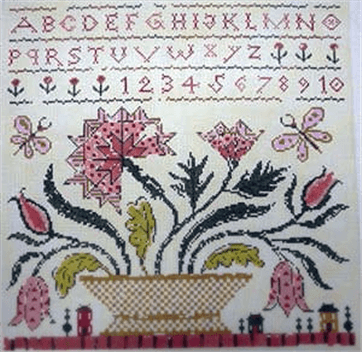 A Very Fine Sampler Painted Canvas Birds of a Feather  - 1
