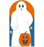 Ghost / Spooky Cat Button with Stitch Guide Needlepoint Canvas by Kathy Schenkel Designs - 1