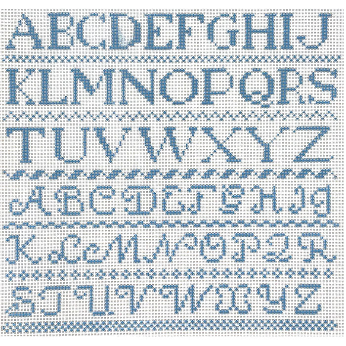 ABC Sampler in Blue Painted Canvas Le Point Studio  - 1