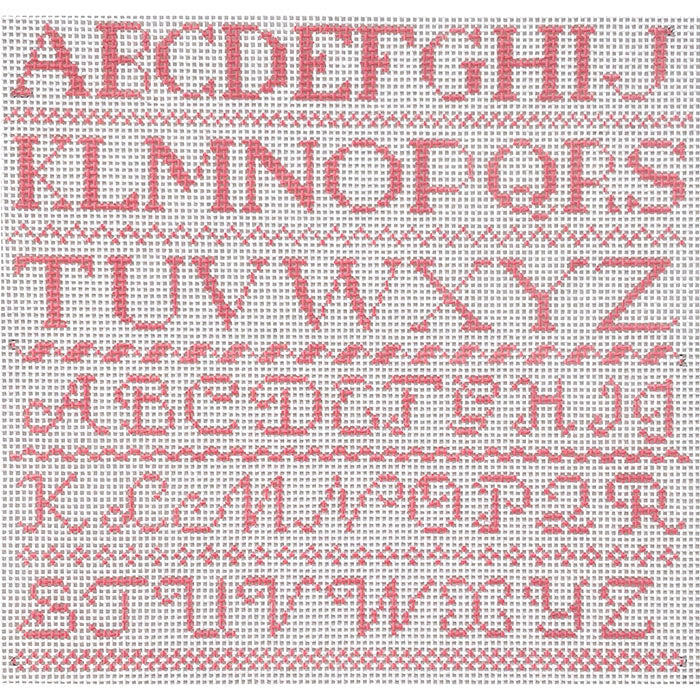ABC Sampler in Pink Painted Canvas Le Point Studio 
