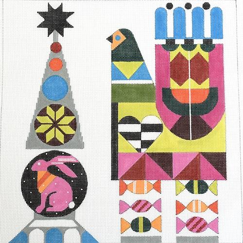 Abstract Bird and Bunny Painted Canvas Melissa Prince Designs  - 1