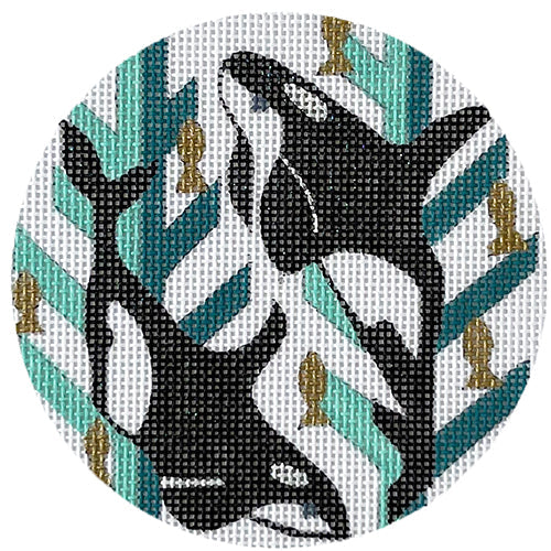Abstract Orcas Ornament Painted Canvas Melissa Prince Designs 
