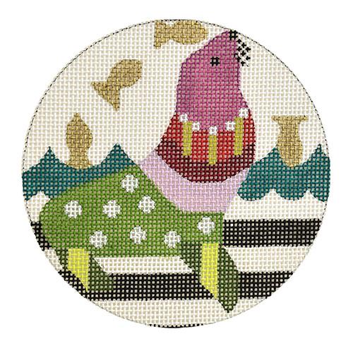 Abstract Sea Lion Round Painted Canvas Melissa Prince Designs  - 1